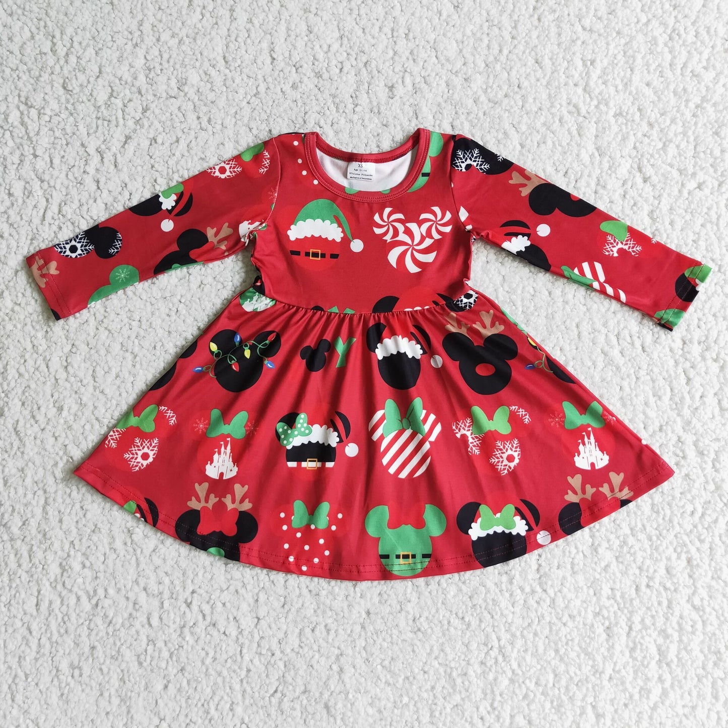 6 A11-4 baby girl Xmas Cartoon Red Dress-promotion 2023.10.30