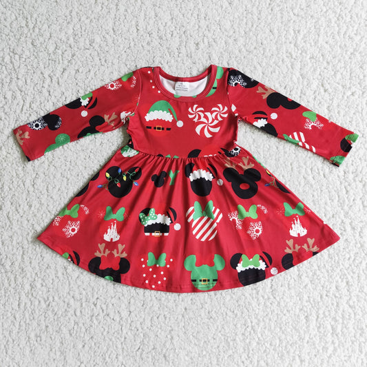 6 A11-4 baby girl Xmas Cartoon Red Dress-promotion 2023.10.30