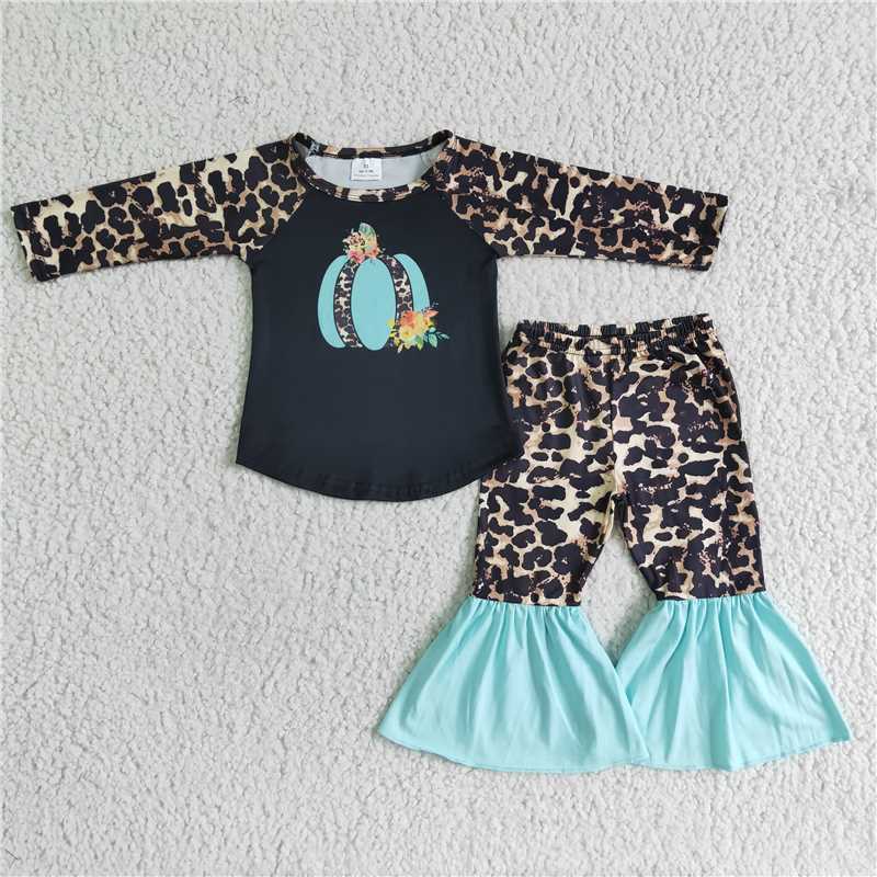 girls pumpkin leopard suits 6 A13-15