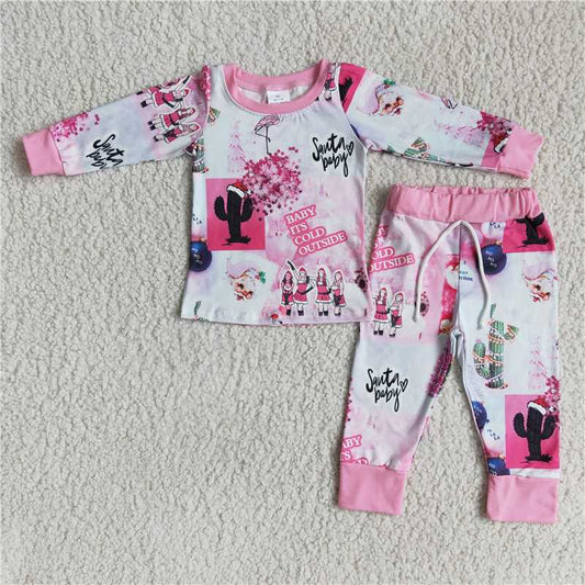 6 A17-4 girls Christmas pink Pajamas sets-promotion 2023.10.16