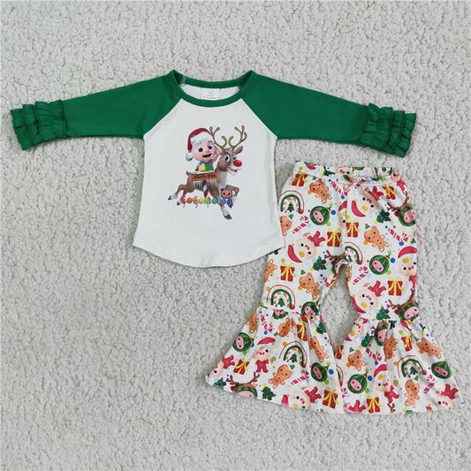 6 A18-20 girls cartoon Christmas tops bottoms set-promotion 2023.10.16