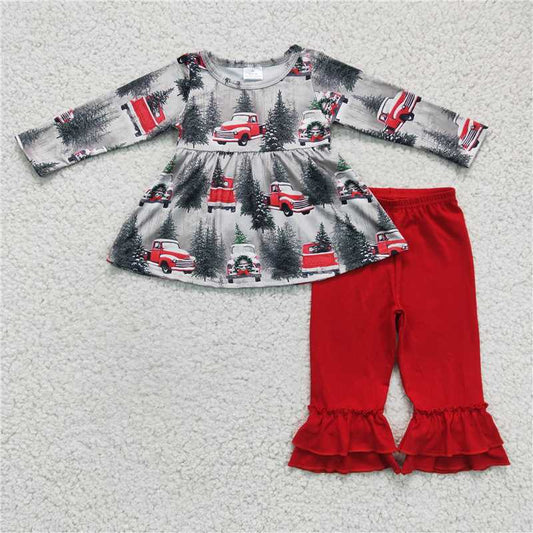 6 A20-18 baby girl Christmas Car Long Sleeve tunic top legging pants set-promotion 2023.10.16