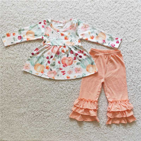 pumpkin Flower ruffle outfits 6 A2-15