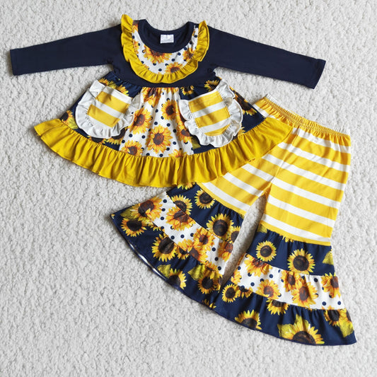 6 A22-28 girls yellow sunflower print outfit-promotion 2023.11.11