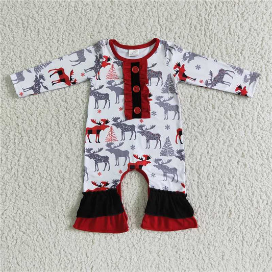 baby Girls reindeer print jumpsuit 6 A22-9