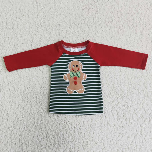 6 A24-15 baby boy clothes gingerbread Man christmas shirt-promotion 2023.11.25