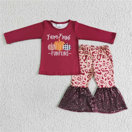 girls Farm Fresh Pumpkins clothes sets 6 A25-14