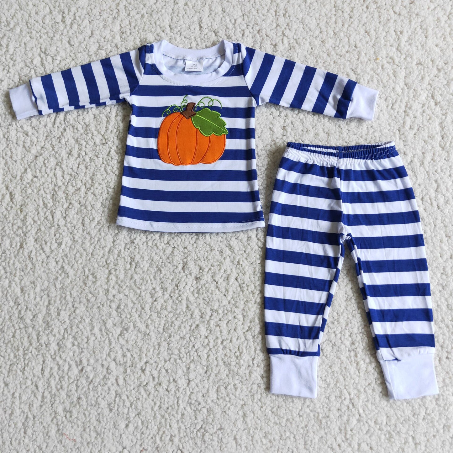 6 A25-26 boys pumpkin stripe pajamas sets-promotion 2023.10.4