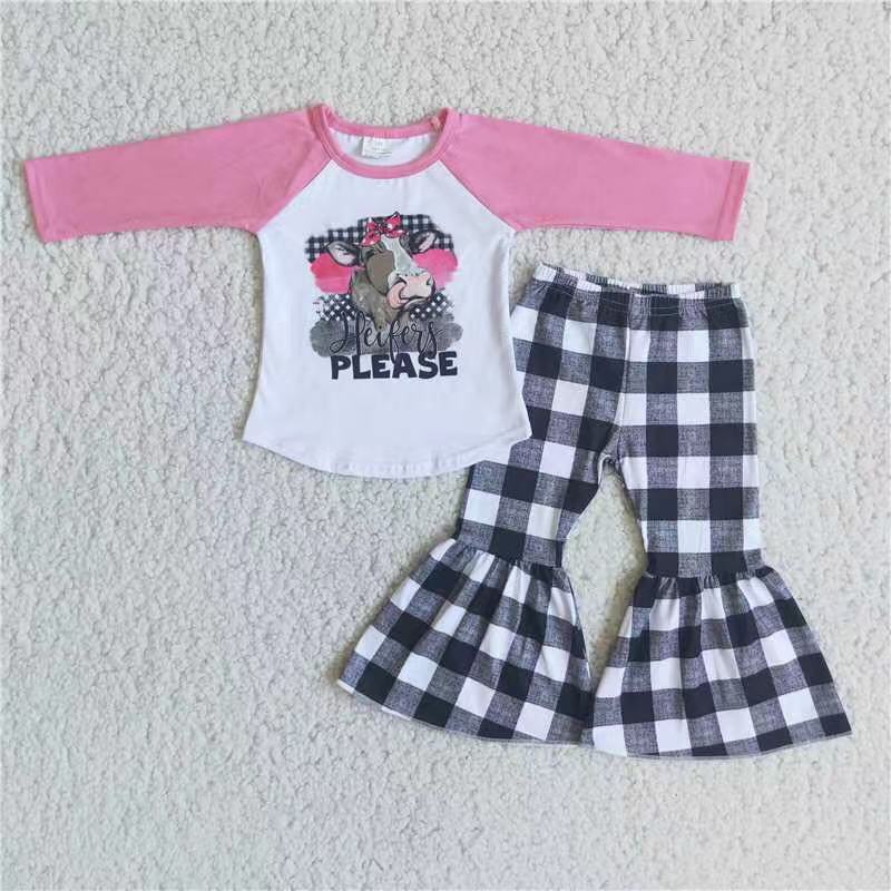 6 A25-29 baby girl milk cow bell  bottoms Set-promotion 2023.11.6