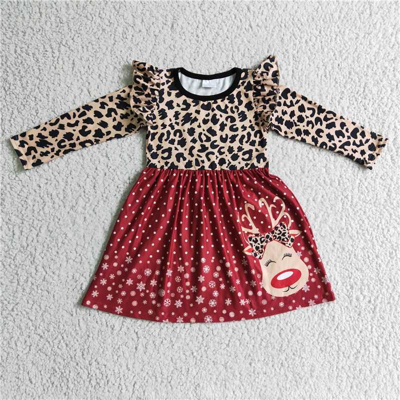 girls Xmas Reindeer Dress 6 A29-12