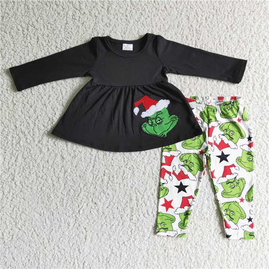 Xmas black Tops green bottoms Set 6 A3-13