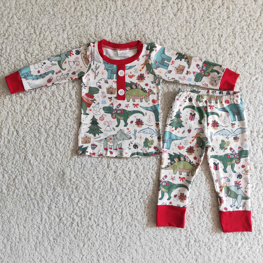 6 A3-27 baby boy Christmas Dinosaur Long Sleeve long pants set-promotion 2023.11.25