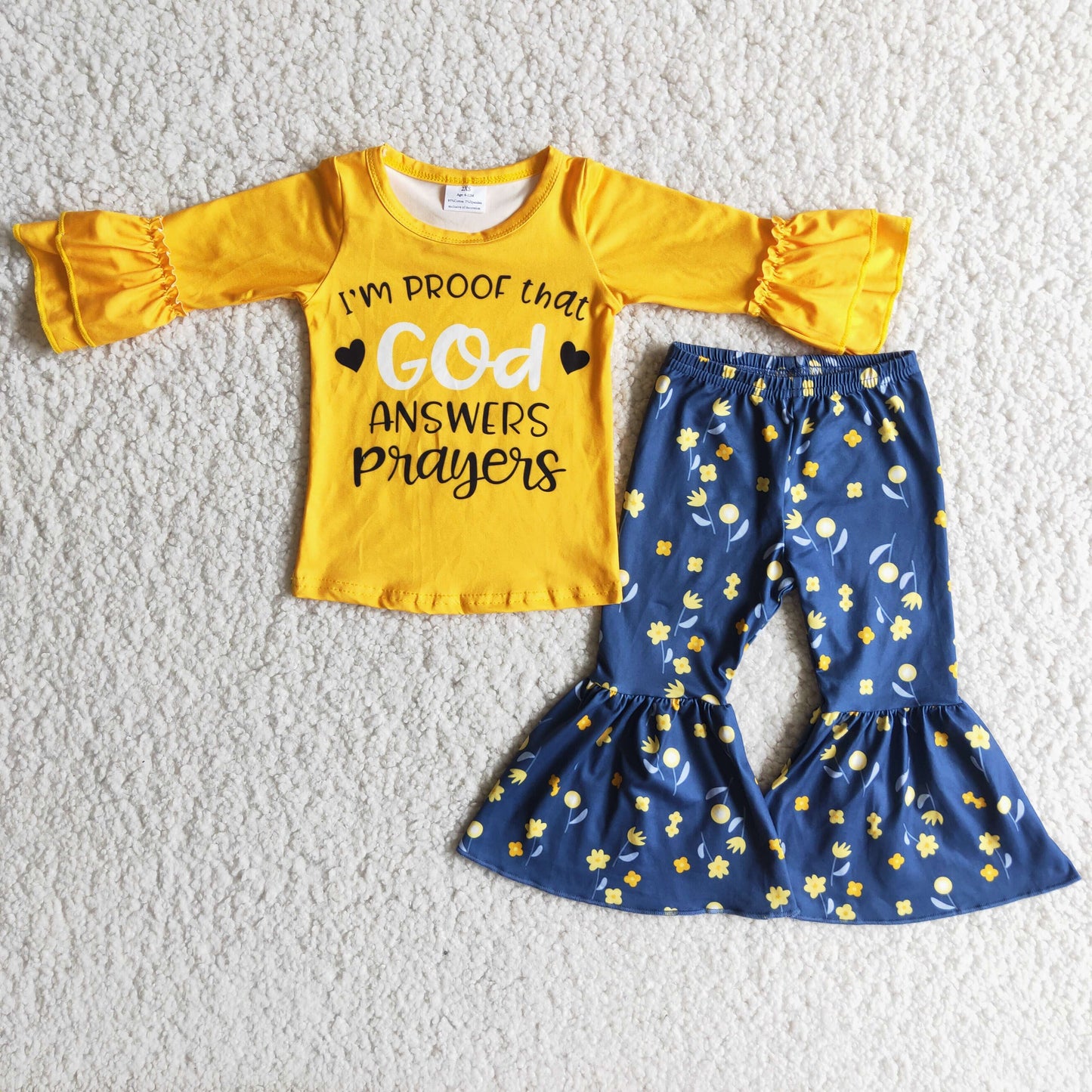 6 A3-30 baby girl yellow letter bell bottom Pants Set-promotion 2023.10.30