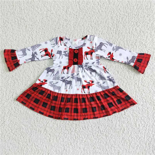 girls Xmas Reindeer Dress 6 A30-11