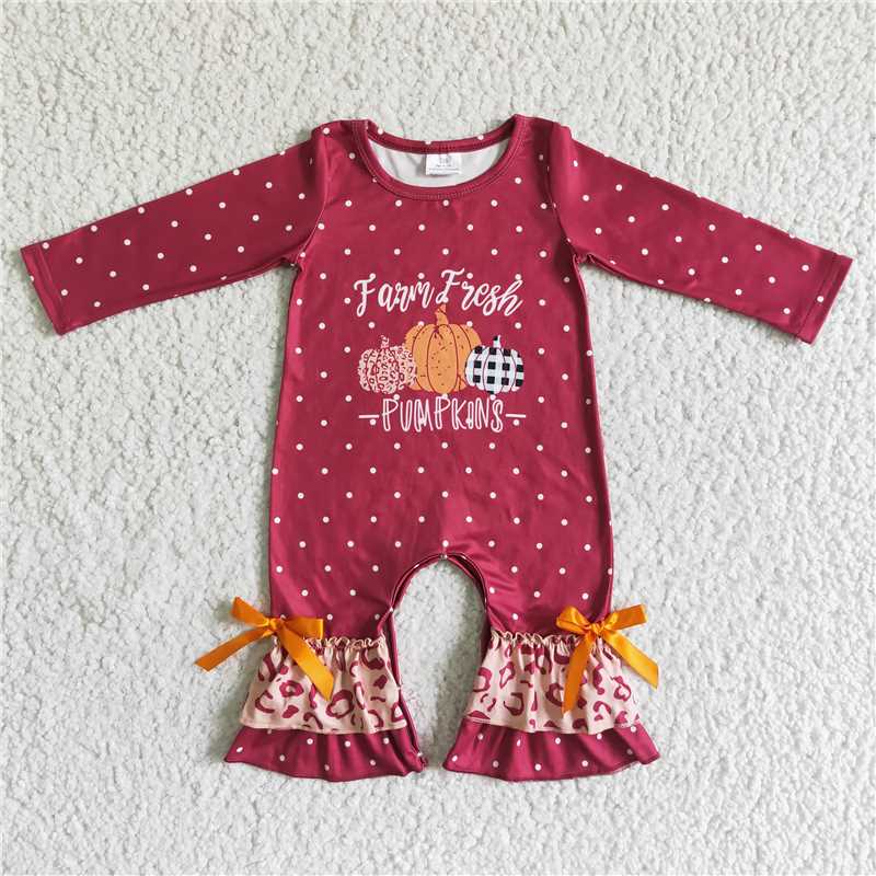 baby girls farm fresh pumpkin jumpsuits 6 A30-16