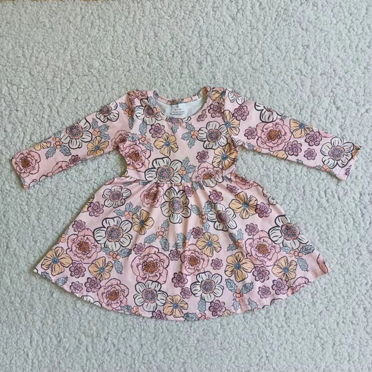6 A4-18 baby girl pink flower long sleeve Dresses-promotion 2023.12.9