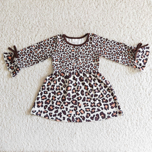 6 A6-13 baby girl brown leopard print long sleeve Dresses-promotion 2023.12.9