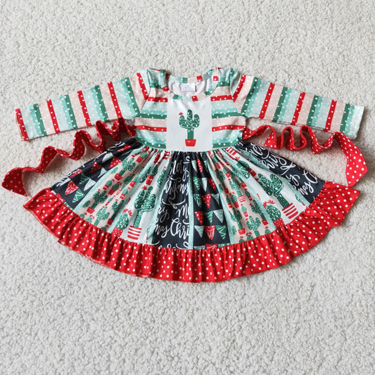 6 A8-20 baby girl cactus printed christmas  Dress-promotion 2023.10.16