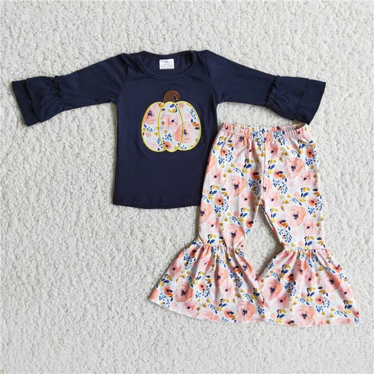 girls pumpkin & flower suits 6 A9-15