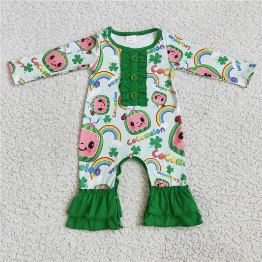 cartoon green long sleeve romper