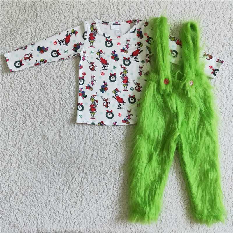 Christmas fur suspender overalls 6 B0-4