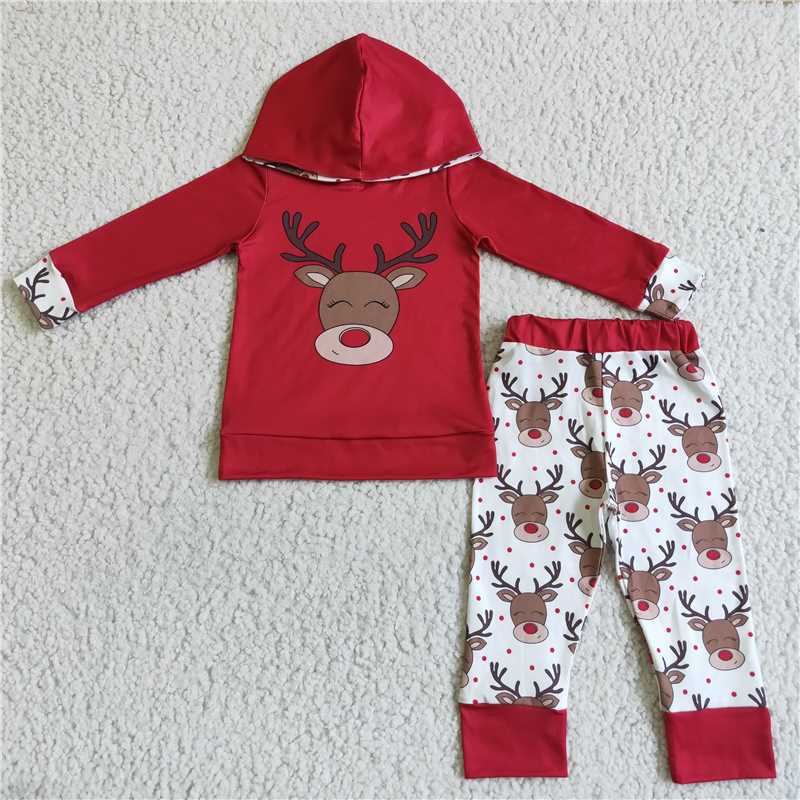 6 B1-24 boys Xmas reindeer hoodies red suits-promotion 2023.11.11