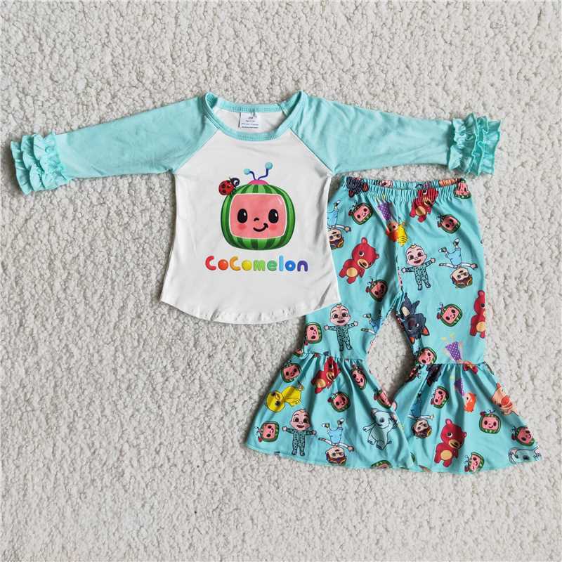 Cartoon Blue Tops Bottoms Set 6B10-38