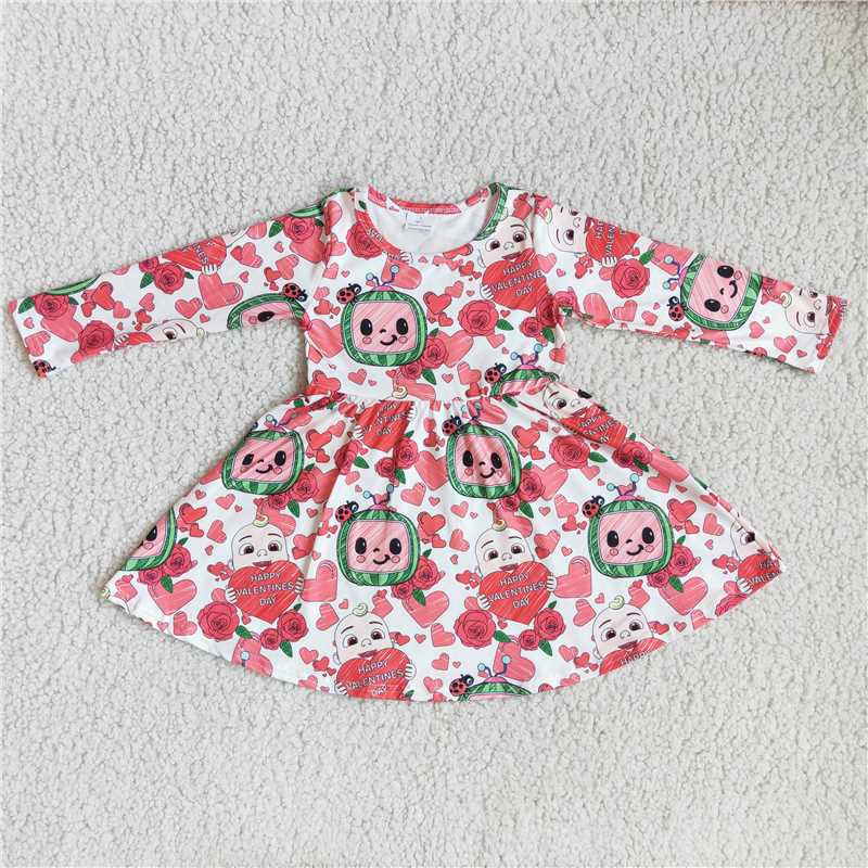 6 B12-30 girls cartoon red long sleeve dress-promotion 2023.12.2