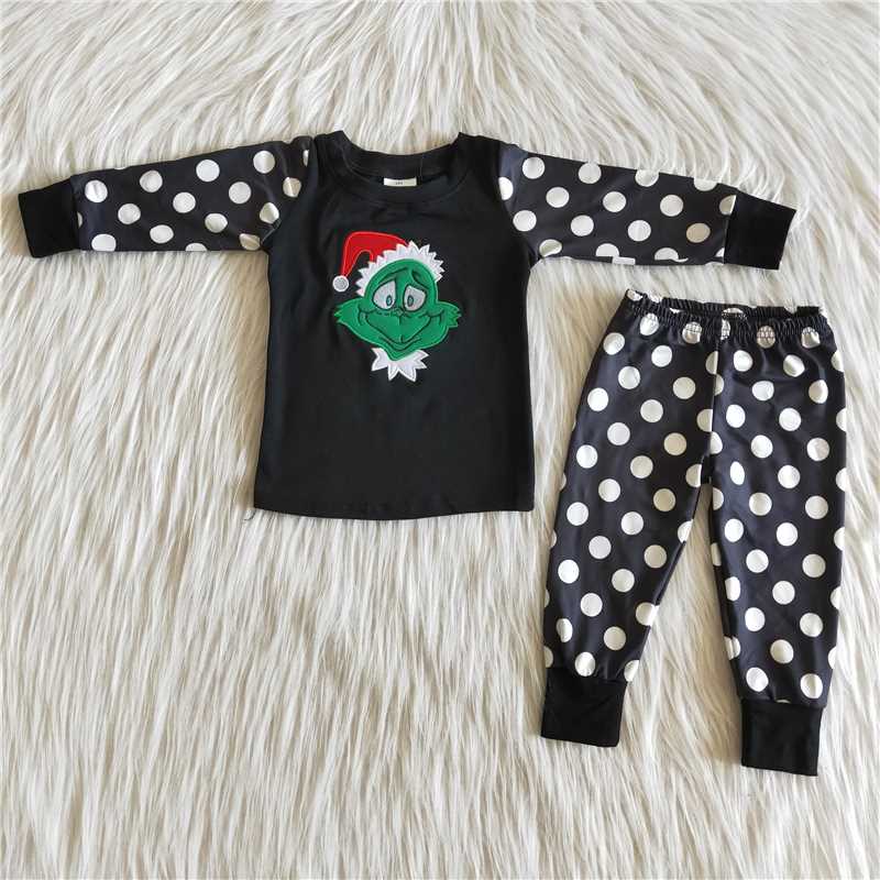 boys Xmas Cartoon black dots outfit 6 B13-17