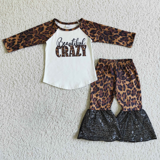 6 B2-14 baby girl clothes Beautiful CRAZY leopard girl sequins outfit-promotion 2023.12.16