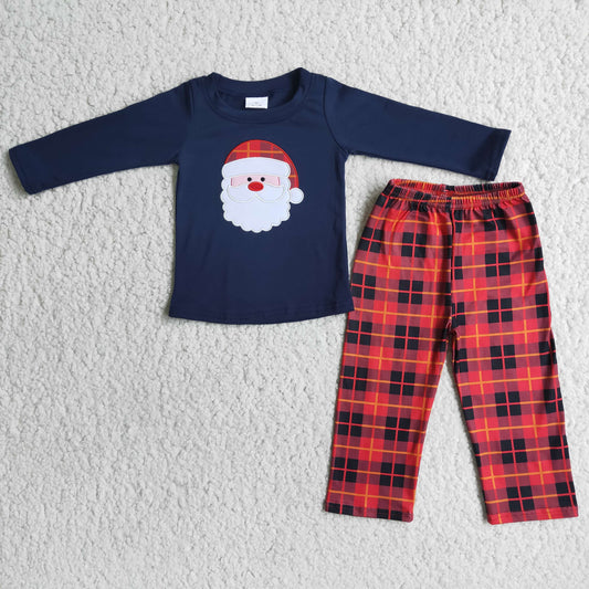 6 B3-37 Boys Santa Plaid Print Pajama Set-promotion 2023.11.25