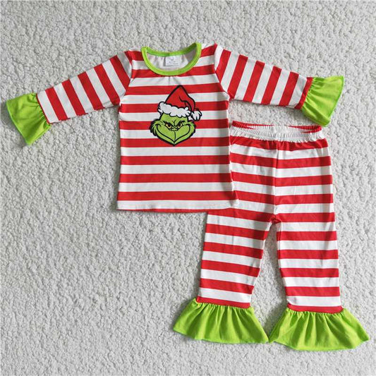 girls Xmas striped Pajamas set 6 B4-2