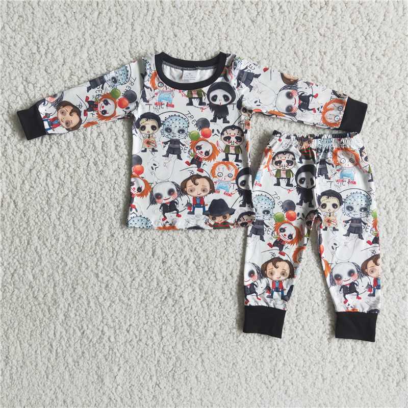 boys halloween evil printed pajamas set 6 B4-4