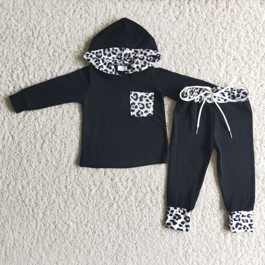 6 B8-22 Boy black and white leopard pattern set boys winter outfits-promotion 2023.12.23