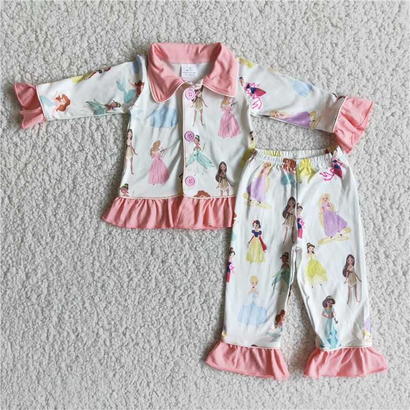 girls princess pajamas set 6 B9-23