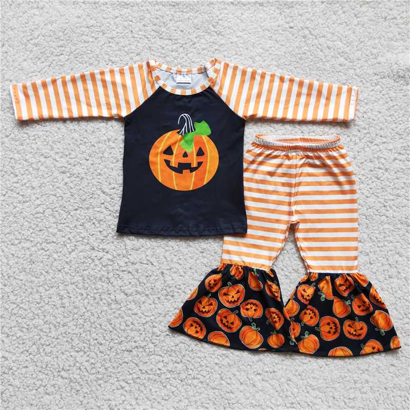 halloween pumpkin girls tops bottoms suits 6 C6-23