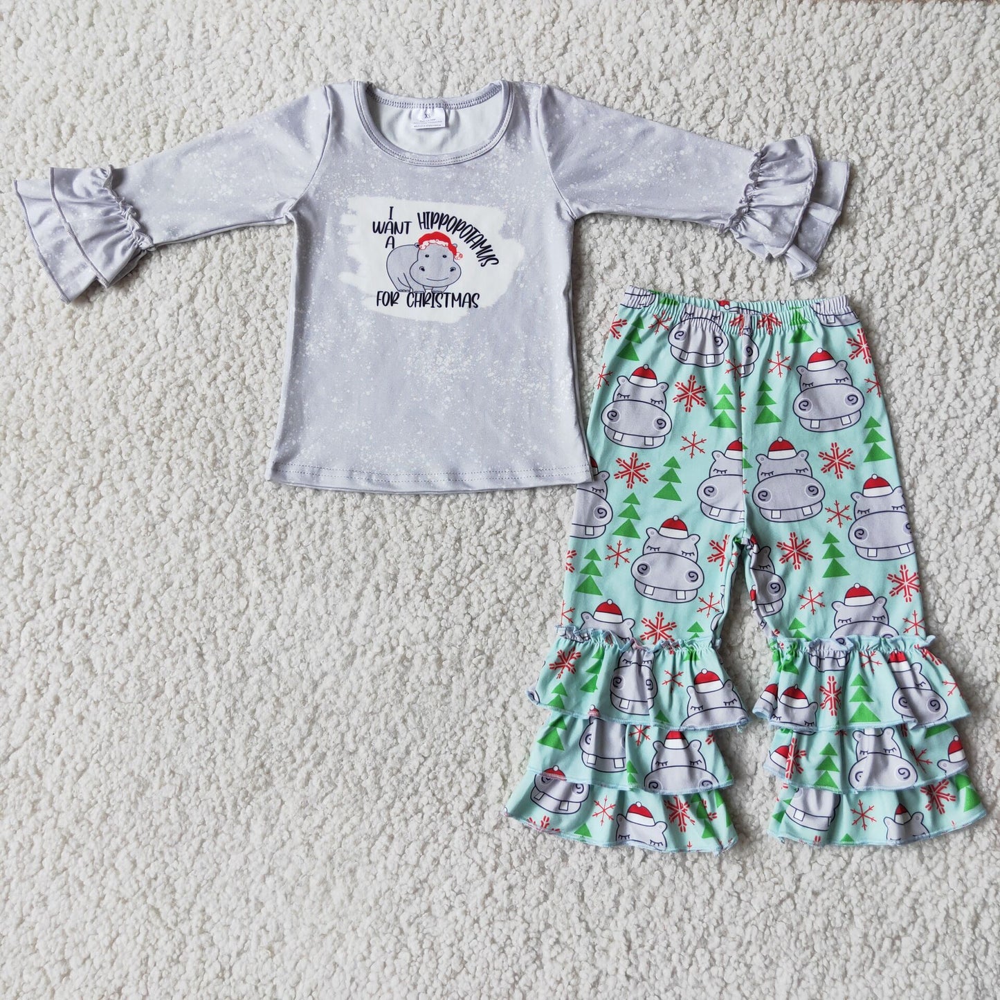 6 C9-39 baby girl Christmas hippo print Girls Outfits-promotion 2023.10.16