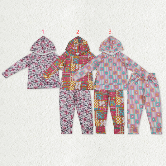 Sibling Baby Girls Colorful Flowers Hoodies Top Legging Pants Clothes Sets