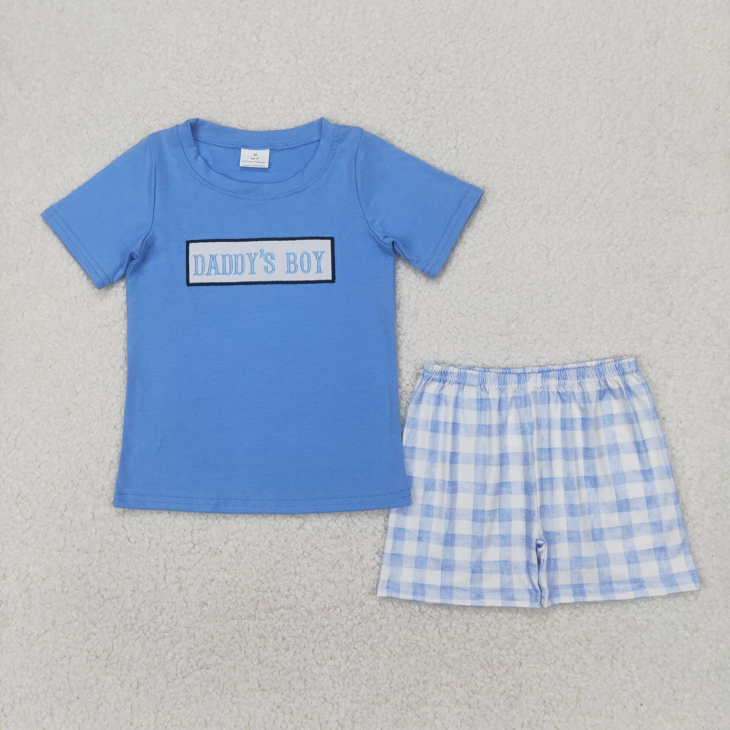 Sibling Baby Kids Embroidery DADDY'S BOY GIRL Top Shorts Sets Floral Plaid Knee Length Dress Rompers