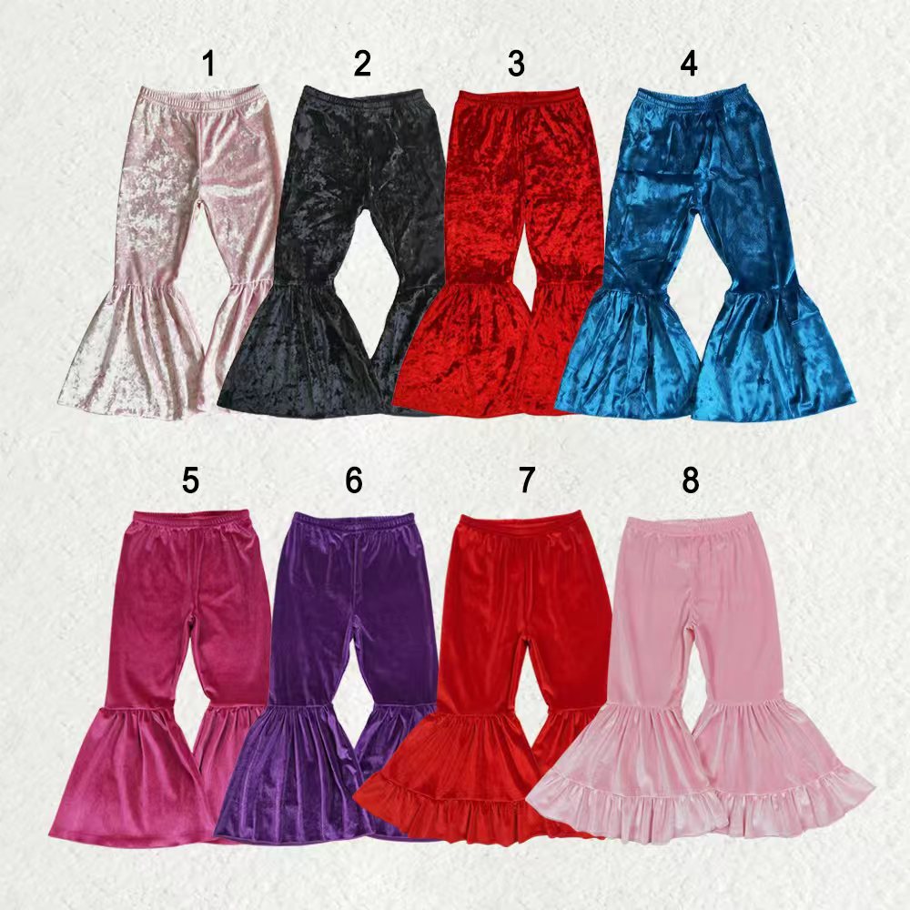 Sibling Baby Girls Velvet Bell Bottom Pants