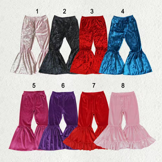 Sibling Baby Girls Velvet Bell Bottom Pants