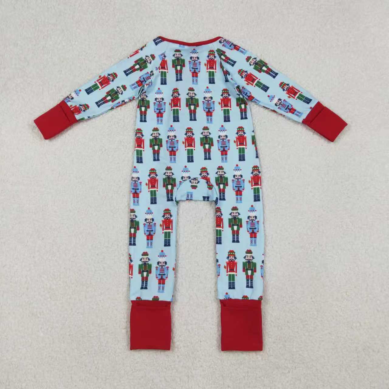 Sibling Baby Boys Girls Soldiers Checked Christmas Ruffle Knee Length Dress Pajamas Sets Footie Rompers