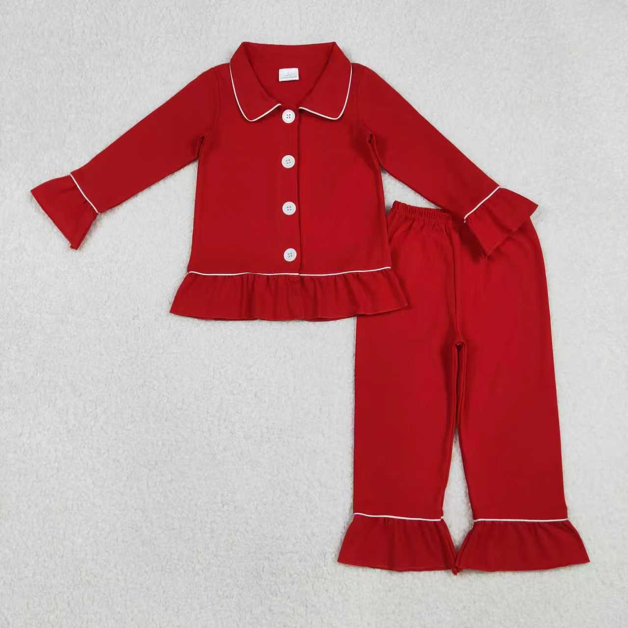Sibling Baby Boys Girls Red Color Cotton Christmas Pajamas Pants Clothes Sets