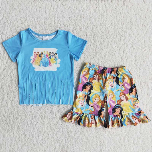 princess printed tops shorts sets A10-16