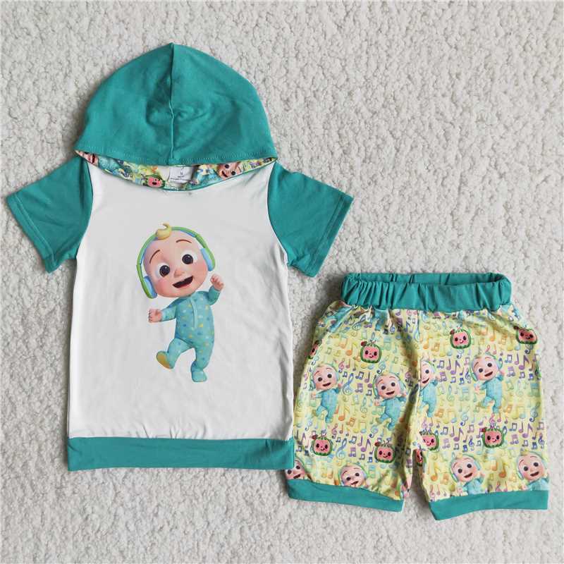 boys cartoon hoodies shorts sets A15-15