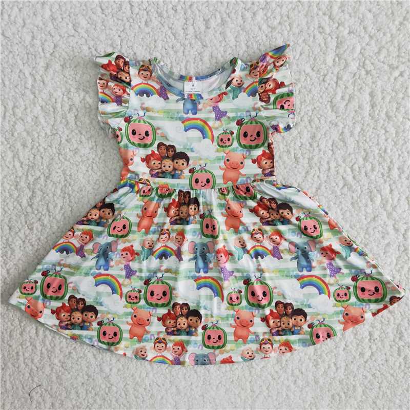 girls cartoon colorful dress A17-15