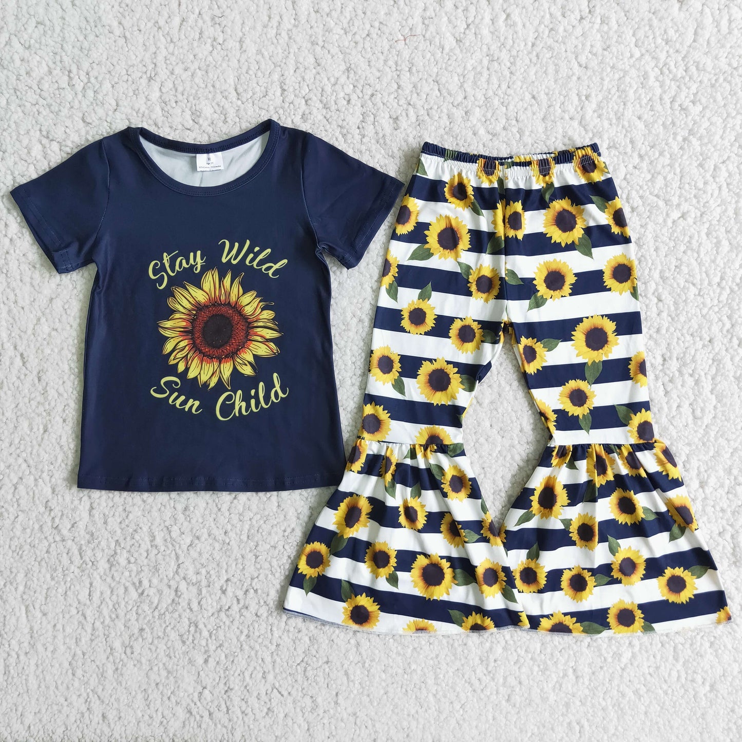 A2-3 baby girl sunflower bell bottoms outfits-promotion 2023.12.30