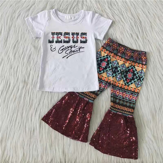 A3-9 baby girl jesus sequin bell bottoms outfits-promotion 2023.12.30