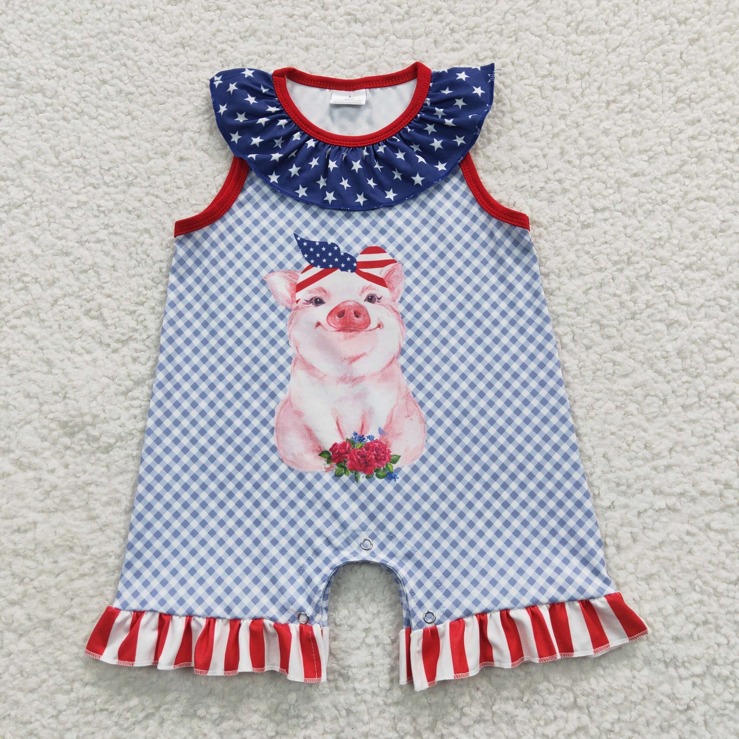 baby 4th of July piggy romper A6-2