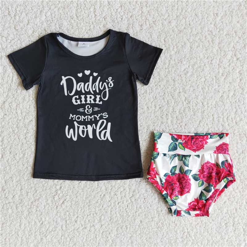 Daddy's girl Black T-shirt Bummie Set A9-4